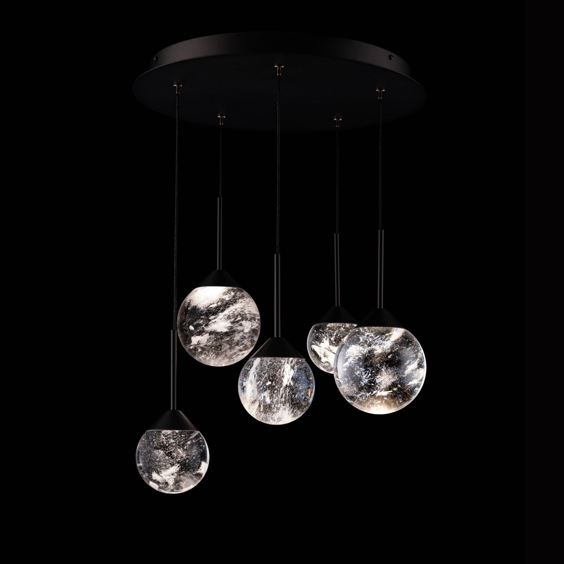 Optic Haze Crystal LED Multi-Light Pendant / Black