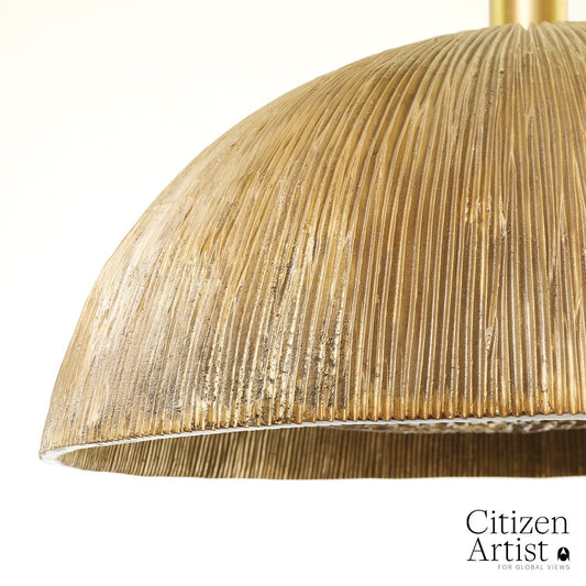 Six-Light Pierced Bronze Chandelier