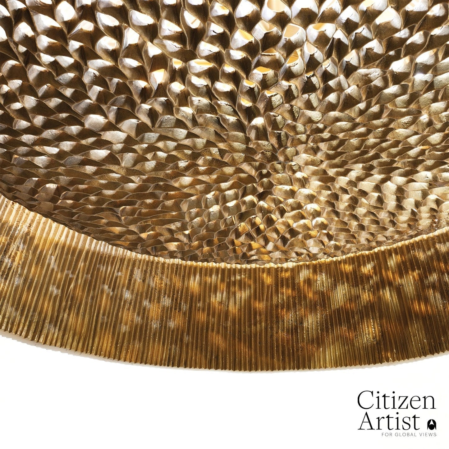 Six-Light Pierced Bronze Chandelier