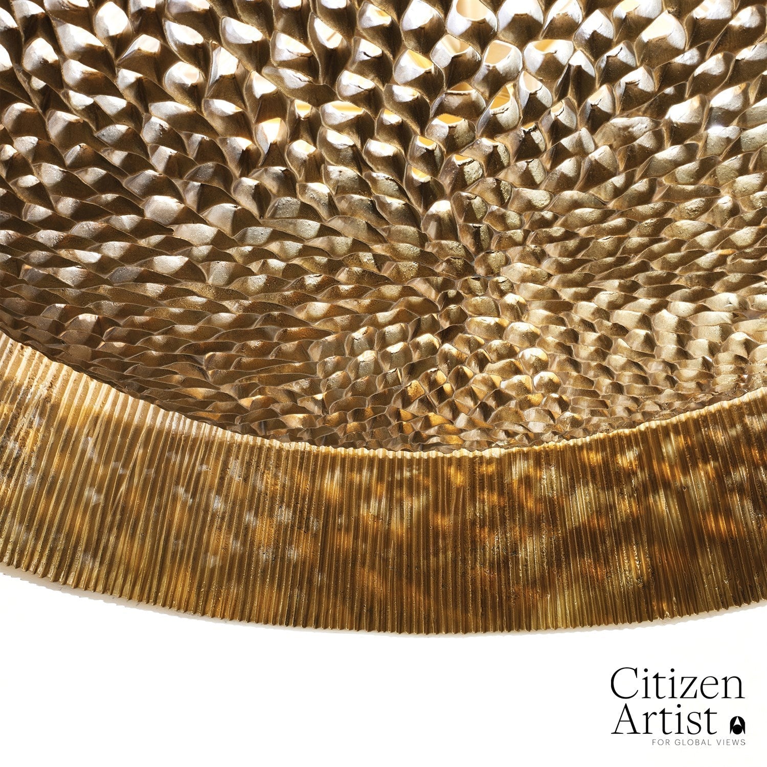 Six-Light Pierced Bronze Chandelier