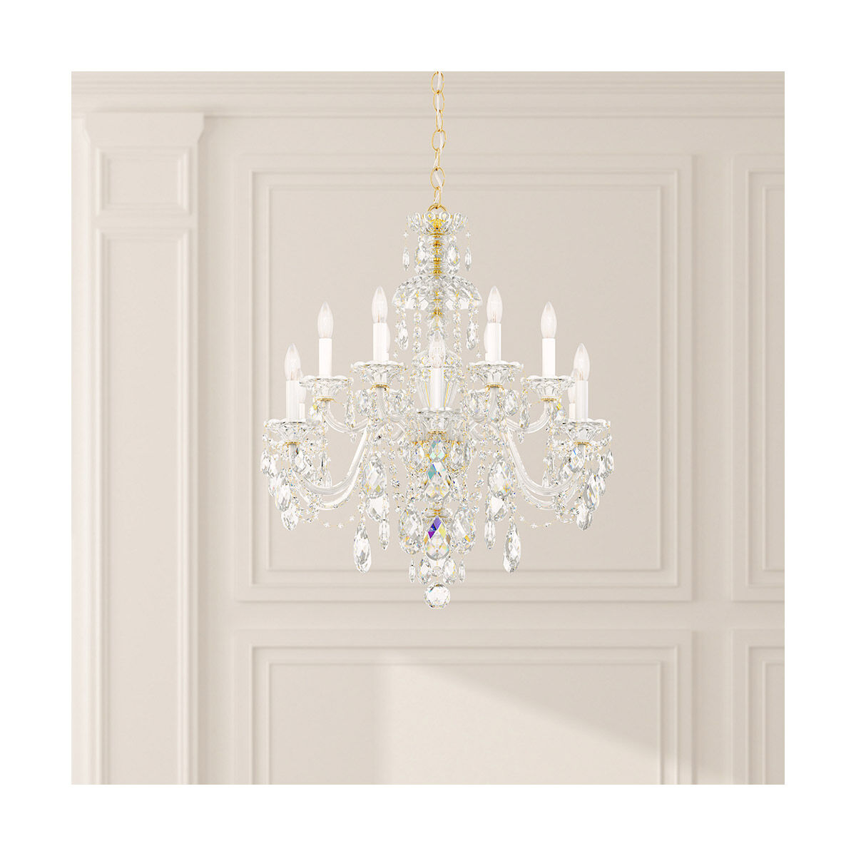 Traditional All-Crystal Chandelier / Gold / Clear Radiance