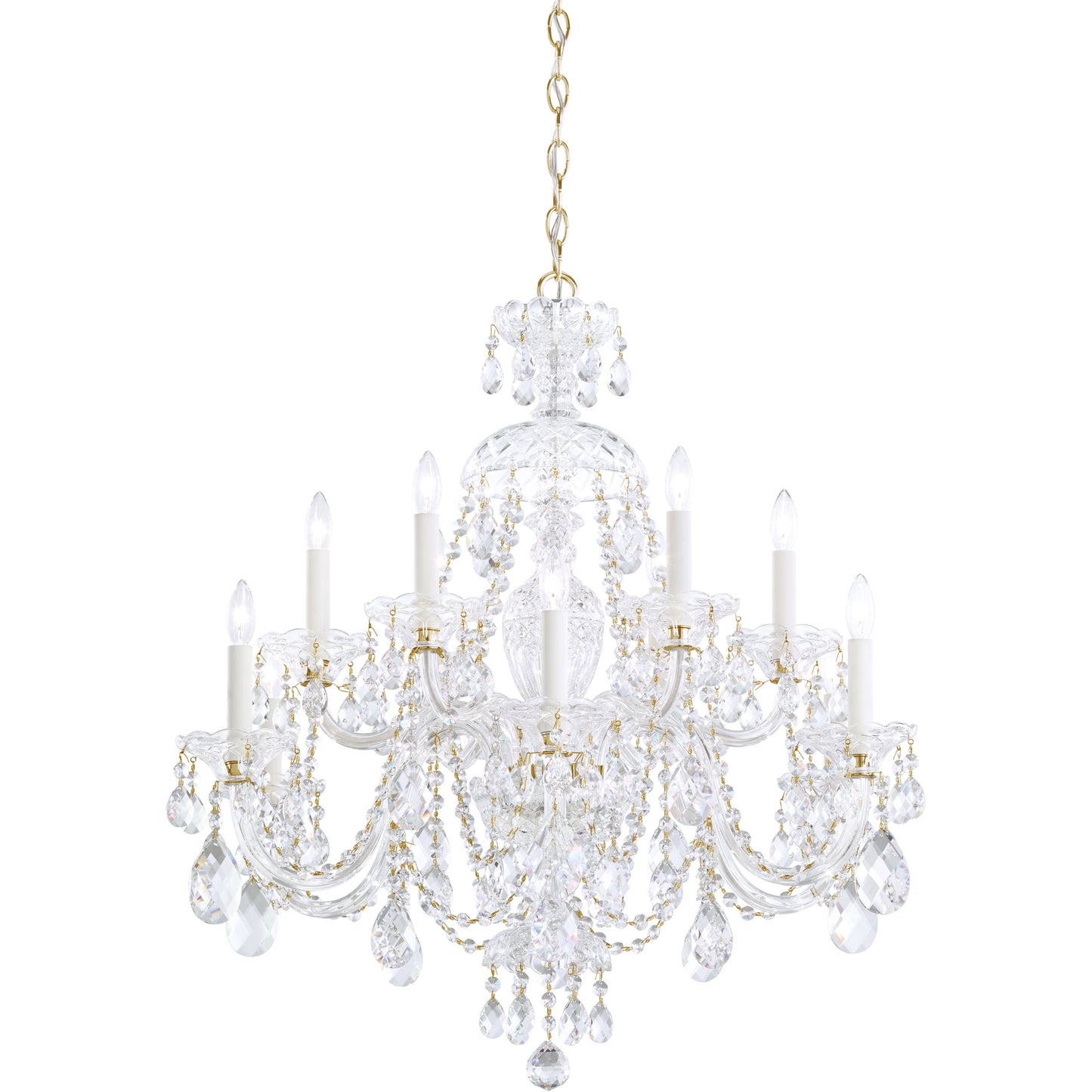 Traditional All-Crystal Chandelier / Gold / Clear Crystals From Swarovski