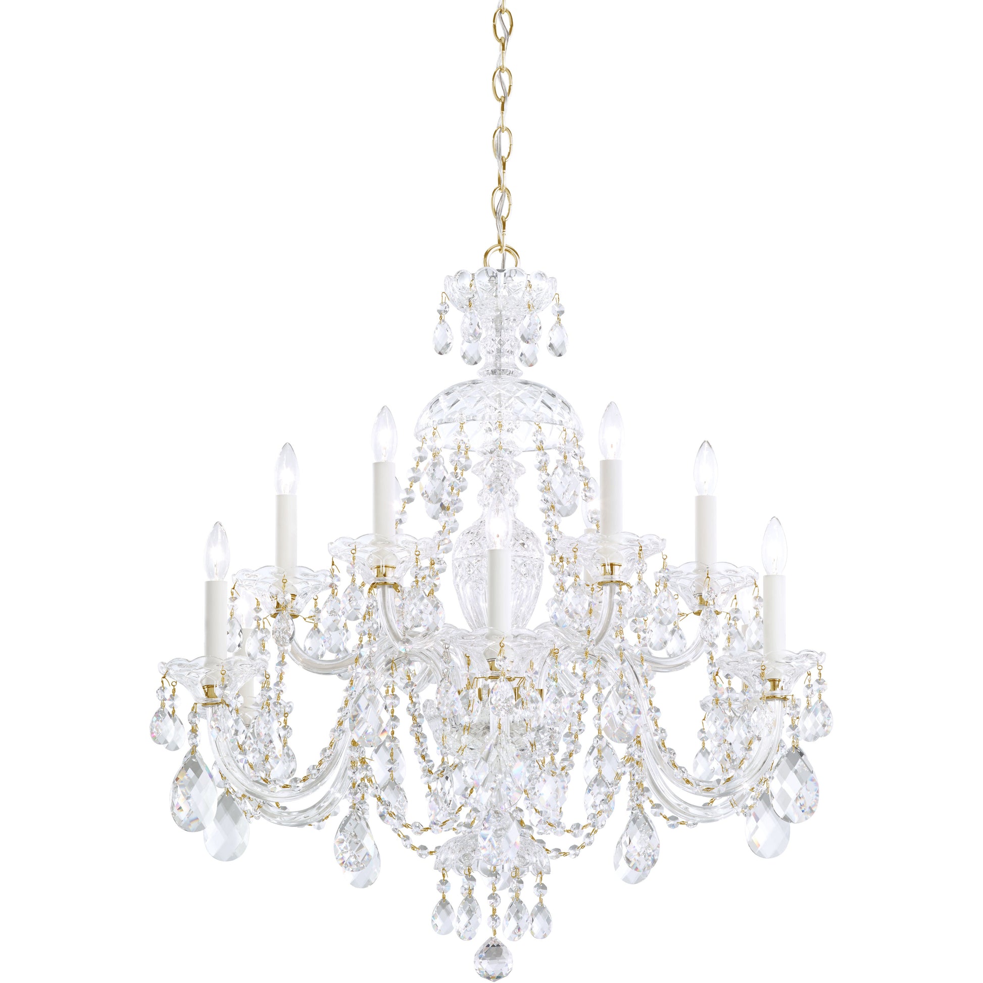 Traditional All-Crystal Chandelier / Gold / Clear Crystals From Swarovski