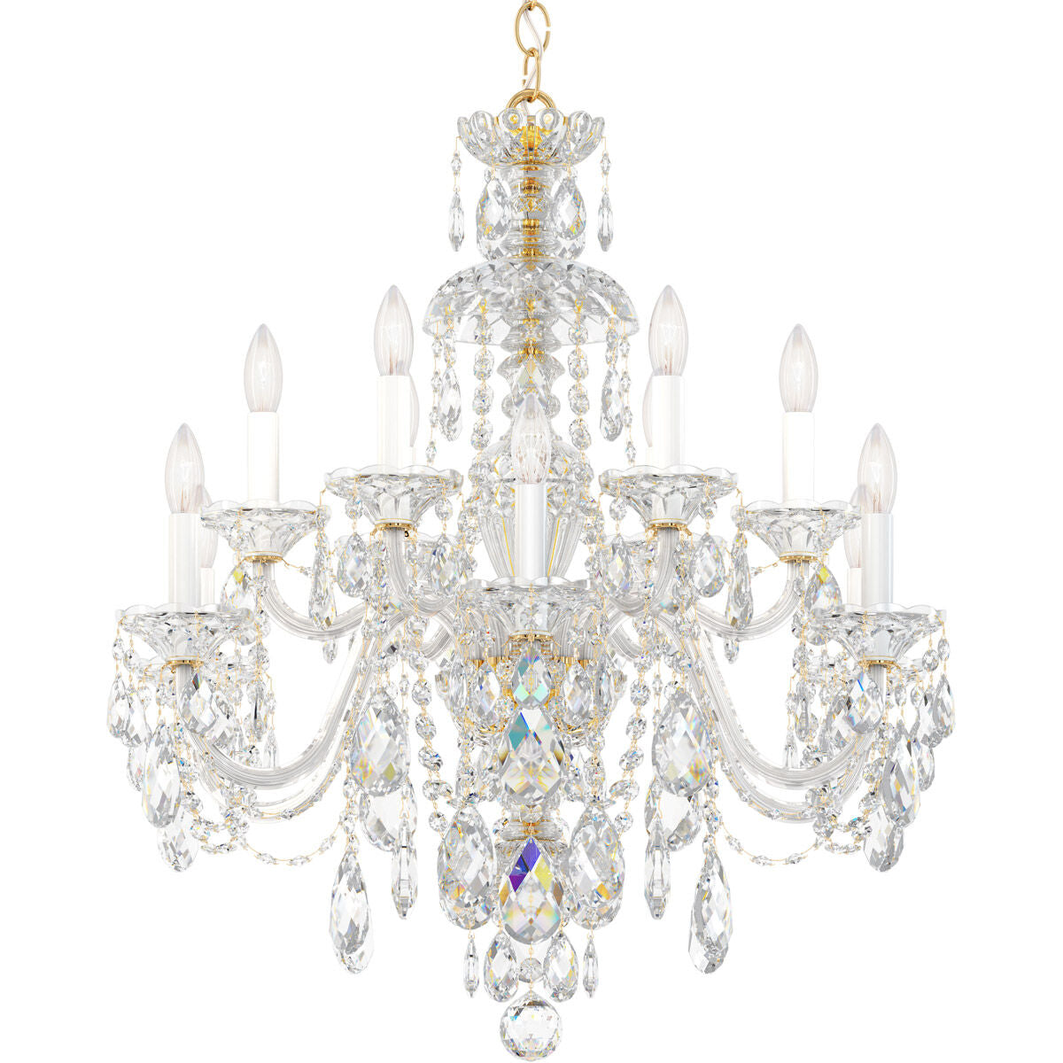 Traditional All-Crystal Chandelier / Silver / Clear Heritage Crystal